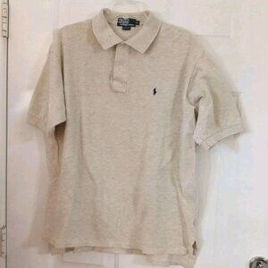 Vintage 90s Polo Ralph Lauren Shirt Men's XL Beige Pony Short Sleeve Cotton USA